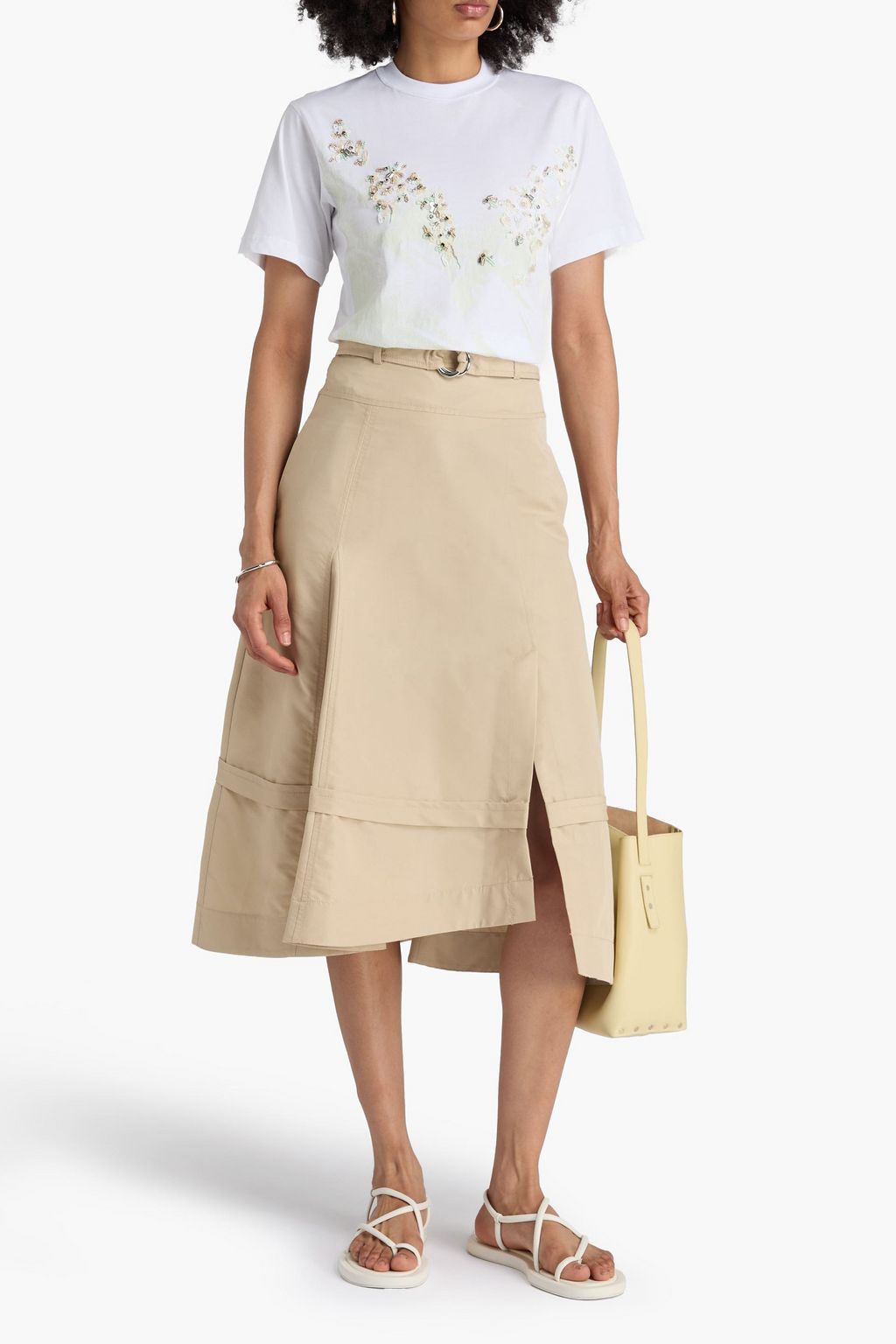3.1 PHILLIP LIM T-Shirt aus Baumwoll-Jersey mit Print und Verzierung