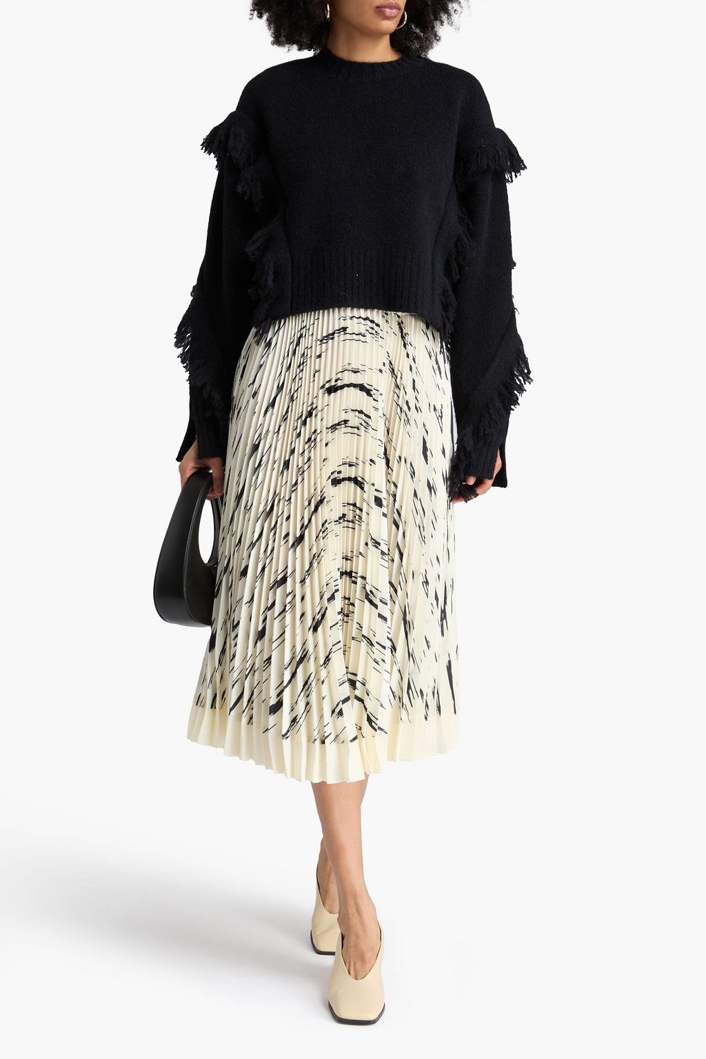 3.1 PHILLIP LIM كنزة رياضية من مزيج صوف الألبكة بشرّابات