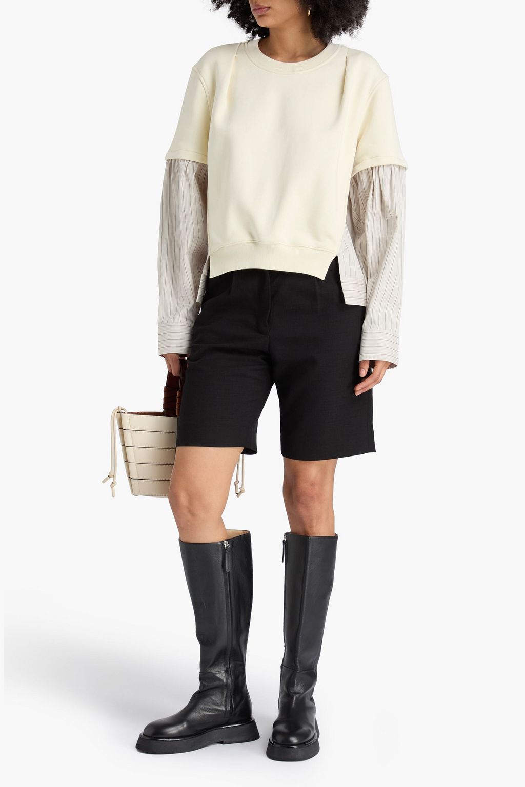 3.1 PHILLIP LIM Sweatshirt aus Baumwollfrottee mit Popeline-Einsätzen