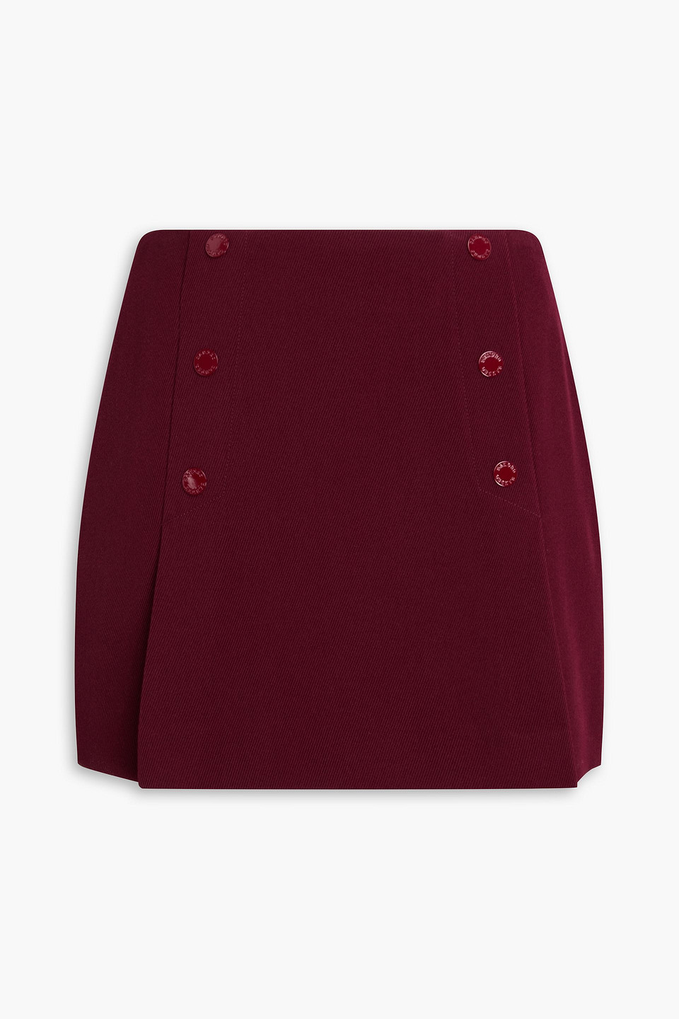 sandro - pleated twill mini skirt - burgundy - fr 42