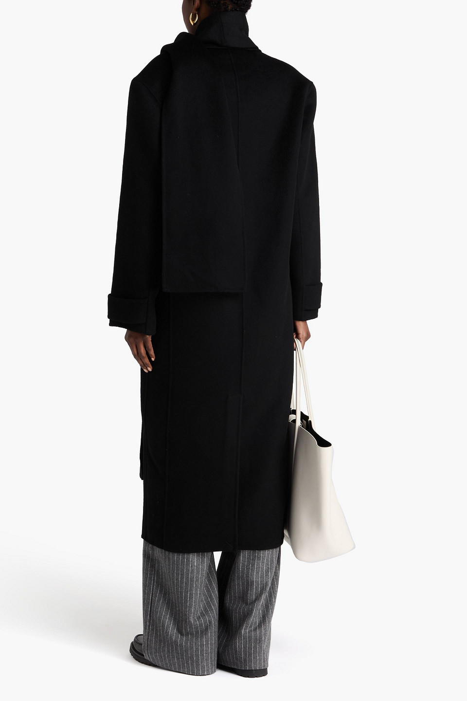 Sandro Double-breasted Wool-felt Coat In Black