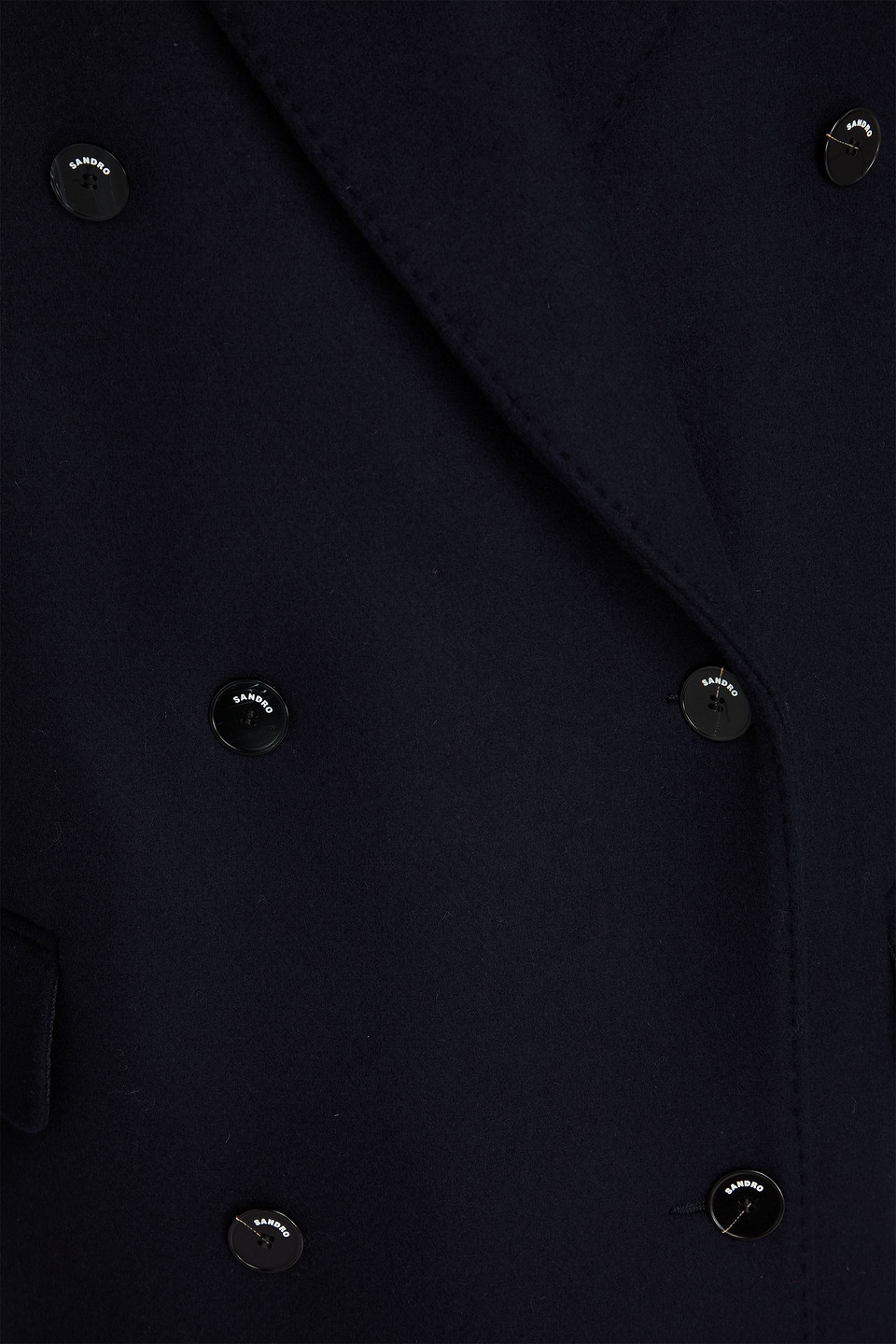 Sandro Double-breasted Wool-blend Felt Coat In Blue