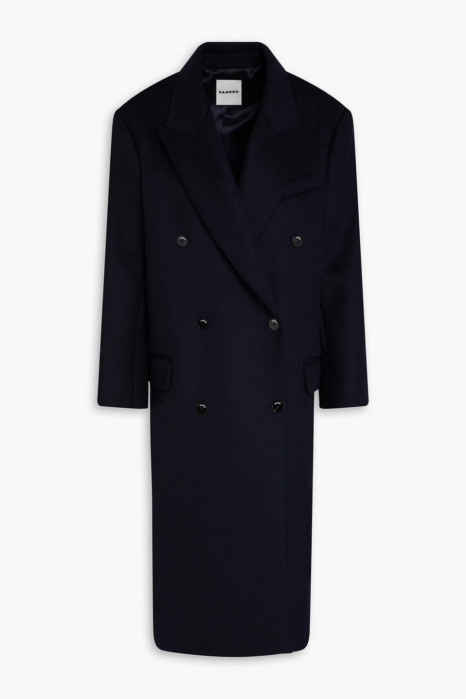 Sandro Double-breasted Wool-blend Felt Coat In Blue