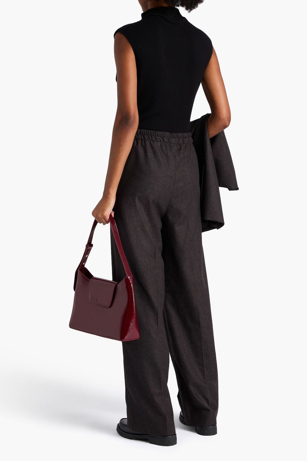 SANDRO Wool-blend wide-leg pants