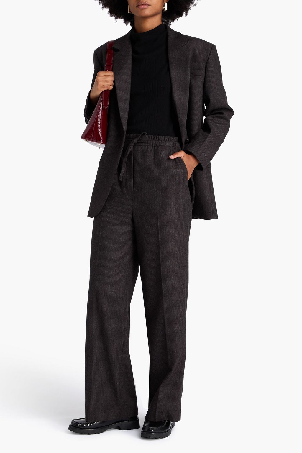 SANDRO Wool-blend wide-leg pants
