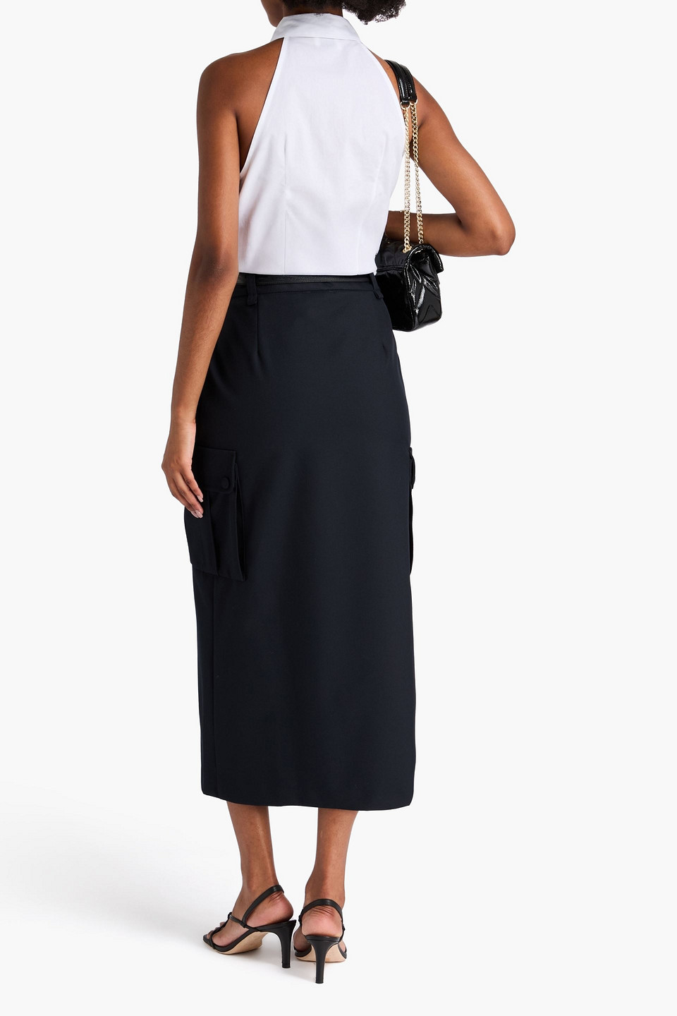  Sandro - Twill Midi Skirt - Blue - Fr 34 