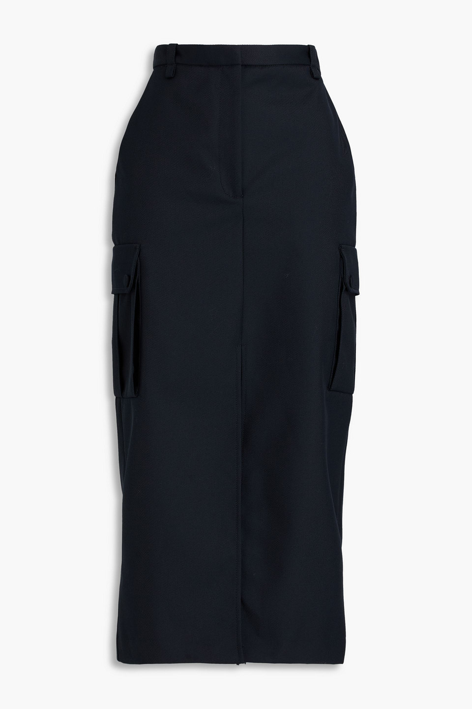 Sandro Twill Midi Skirt In Blue