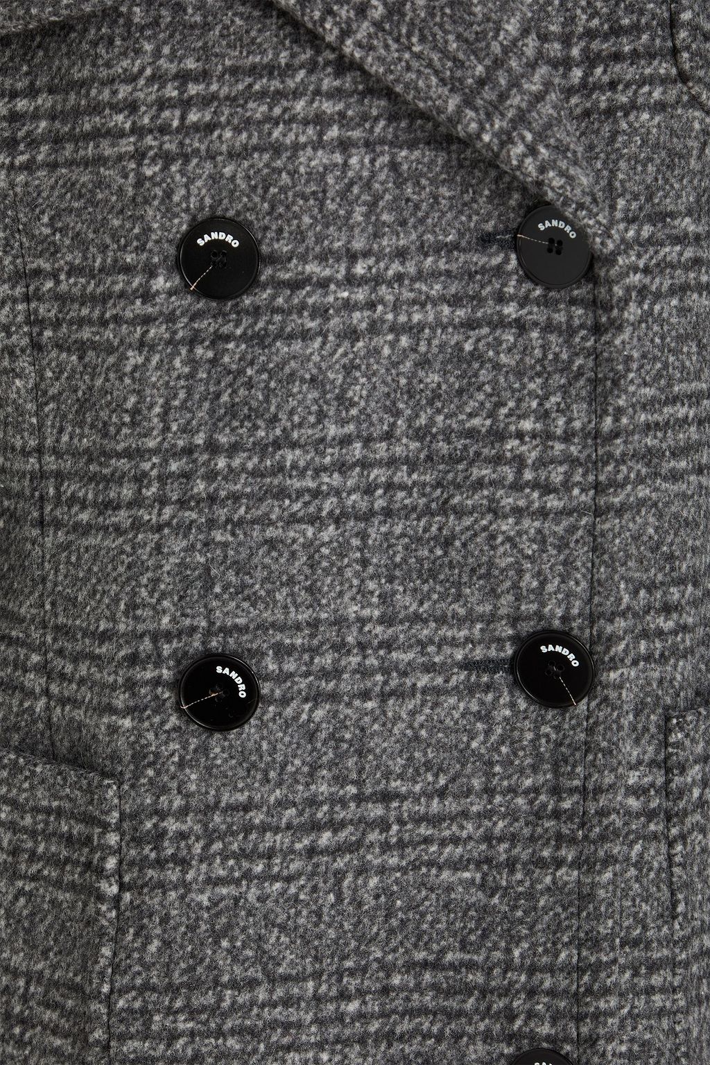 SANDRO ウール混フェルト ダブルブレストコート チェック