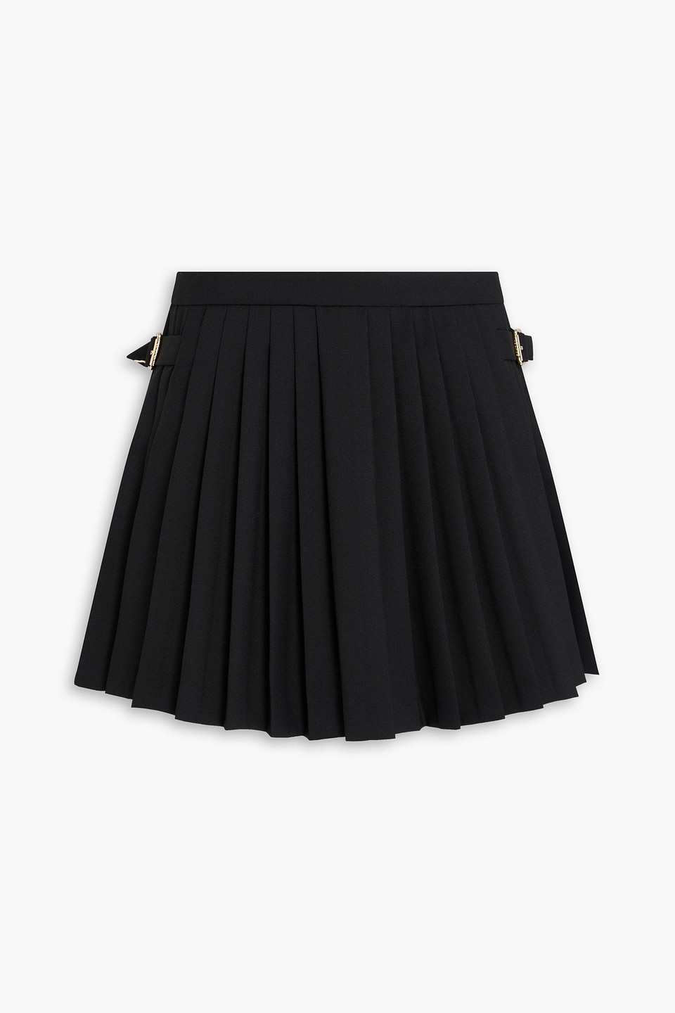 sandro - skirt-effect pleated wool-blend twill shorts - black - fr 40
