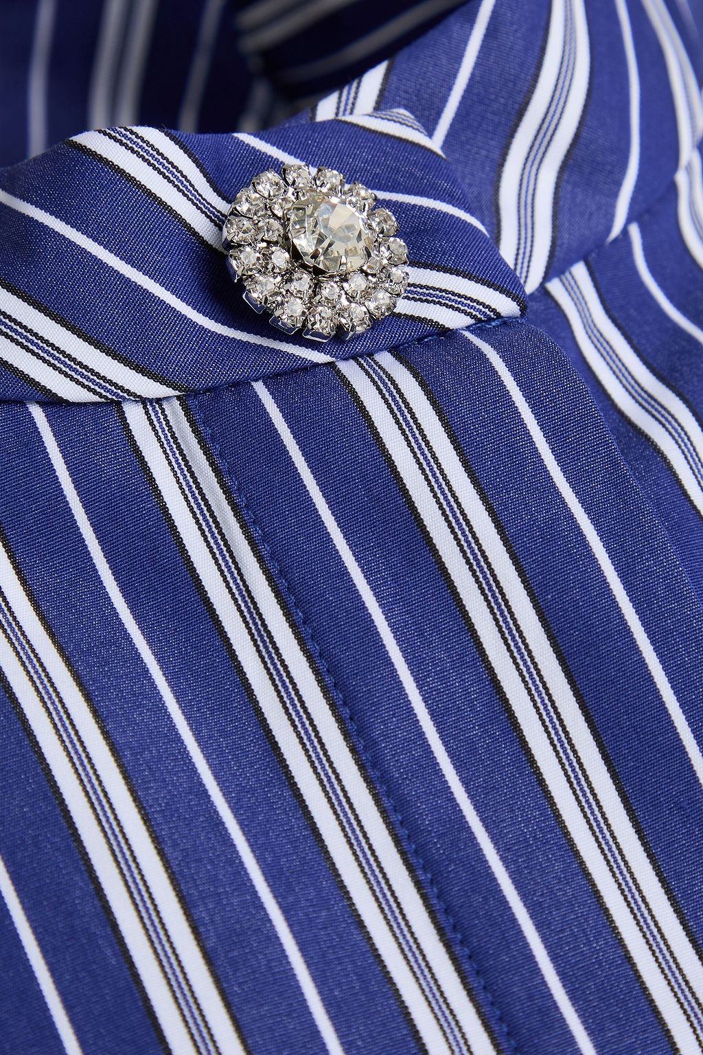 SANDRO Cropped striped cotton-poplin shirt