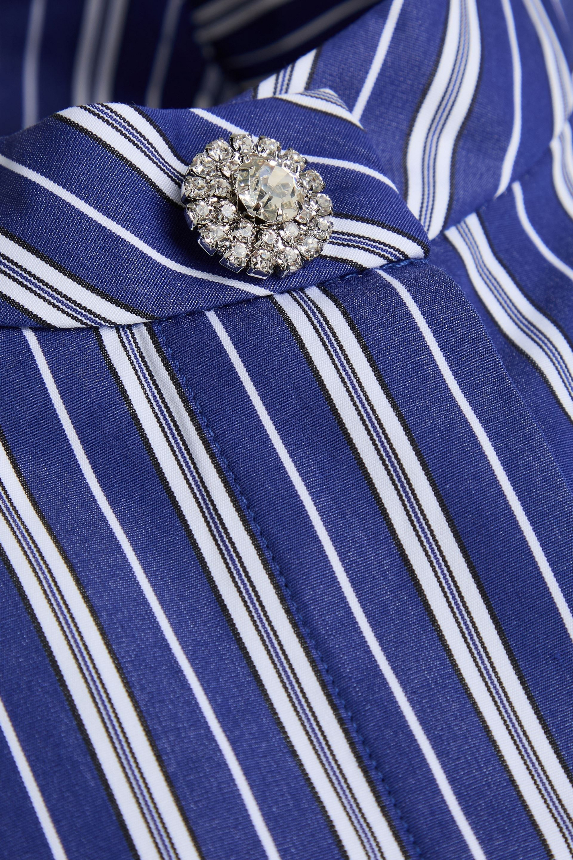 SANDRO Cropped striped cotton-poplin shirt thumbnail