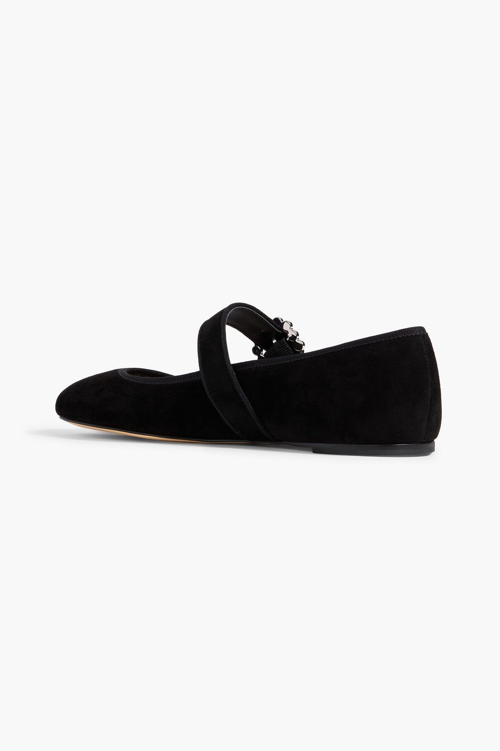 STUART WEITZMAN Piper faux pearl-embellished suede Mary Jane flats