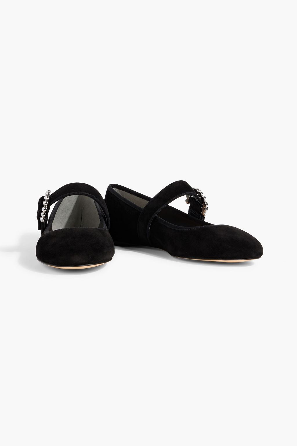 STUART WEITZMAN Piper faux pearl-embellished suede Mary Jane flats