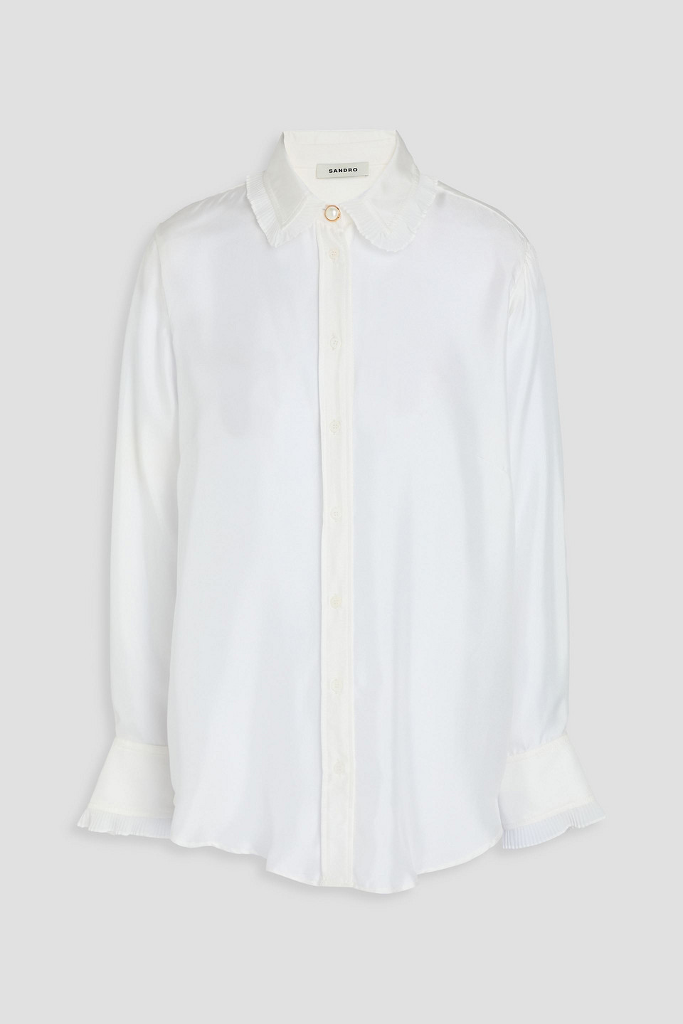 sandro - silk-twill shirt - white - 4