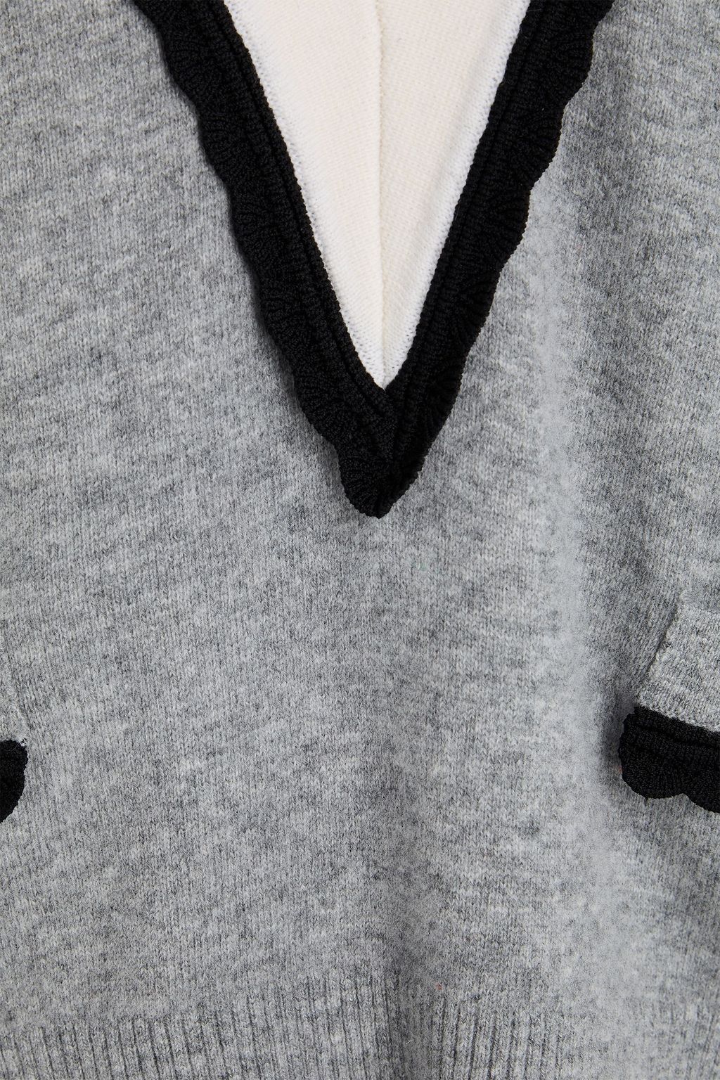 SANDRO Crochet-trimmed wool and cashmere-blend sweater