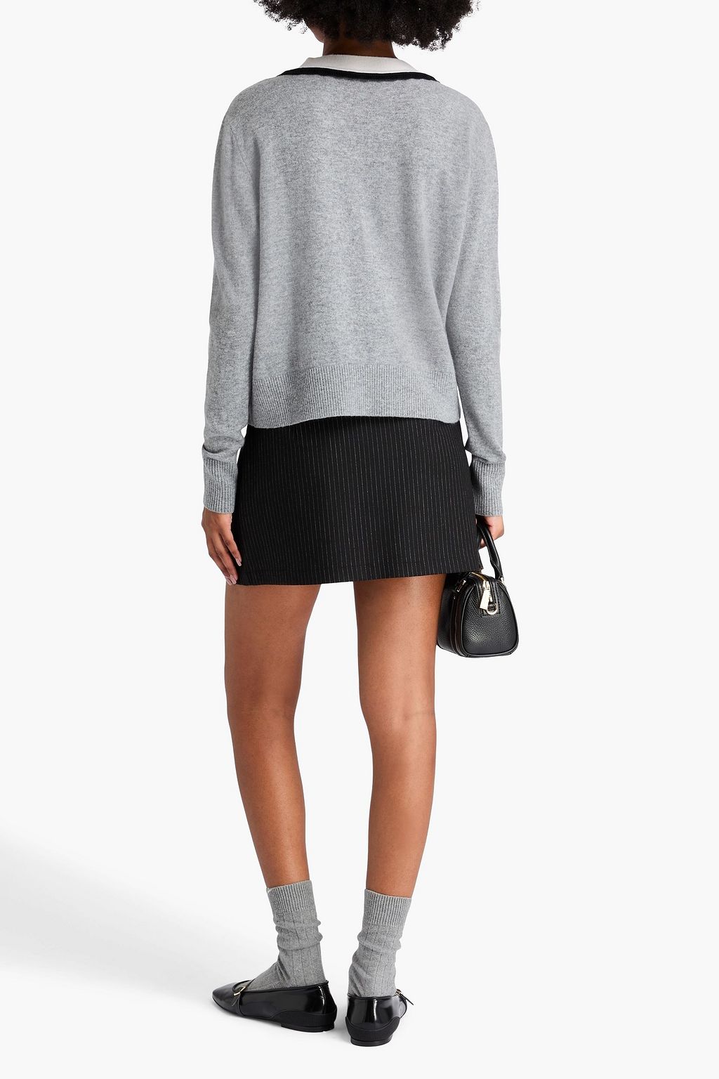SANDRO Crochet-trimmed wool and cashmere-blend sweater