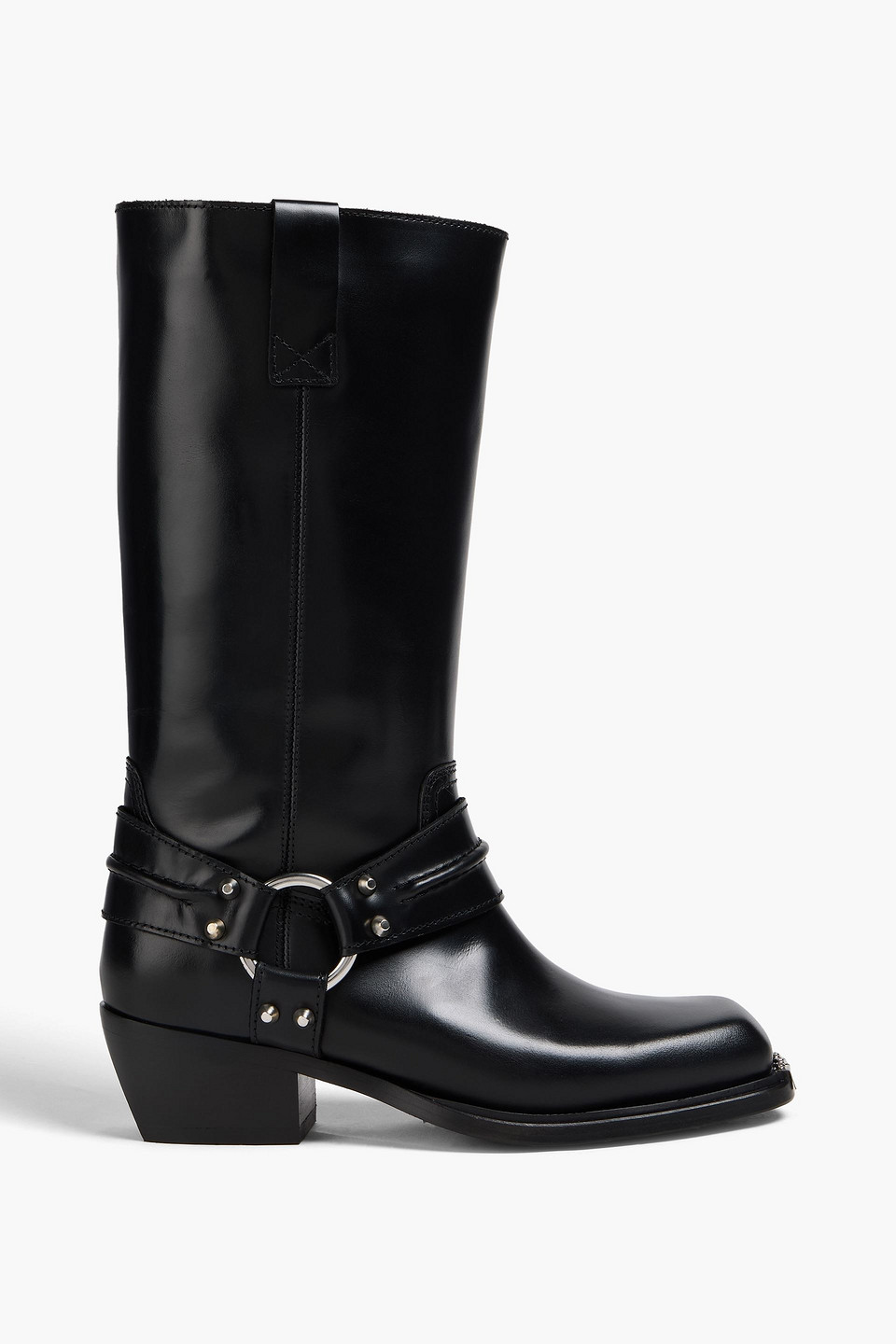 sandro - studded leather boots - black - eu 37
