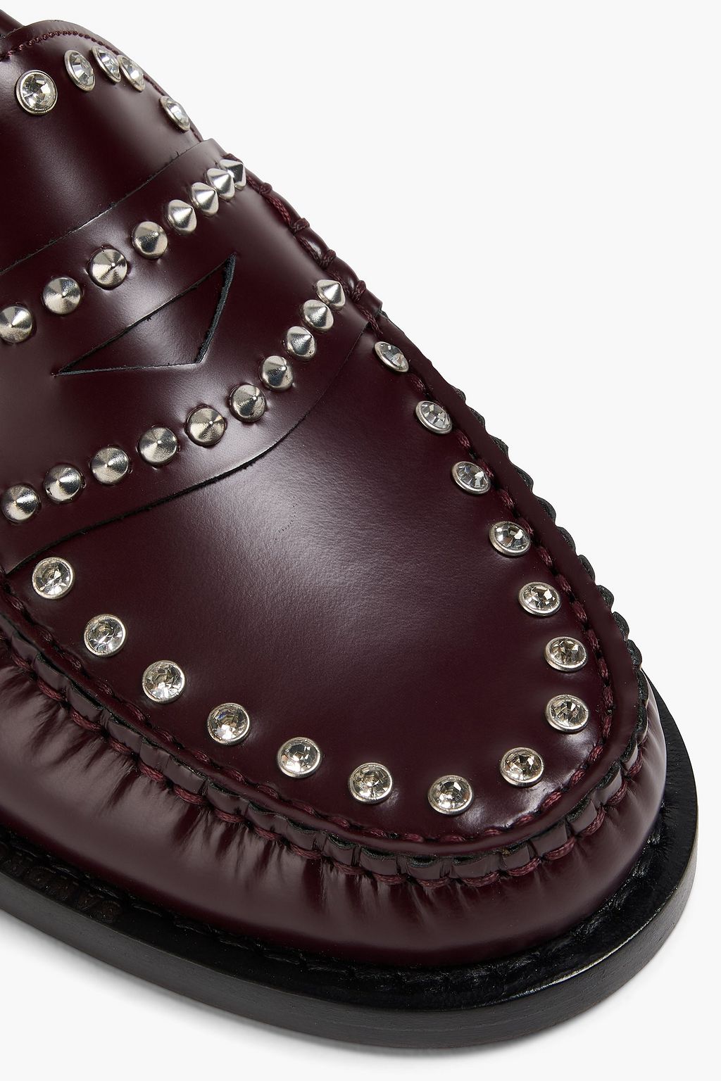 SANDRO Crystal-embellished leather loafers