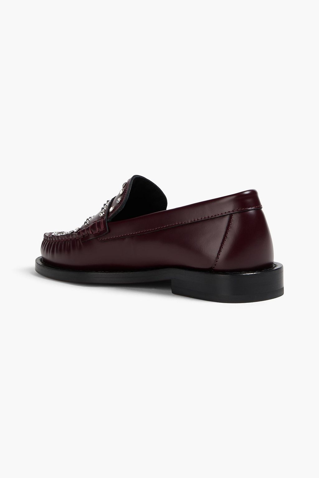 SANDRO Crystal-embellished leather loafers