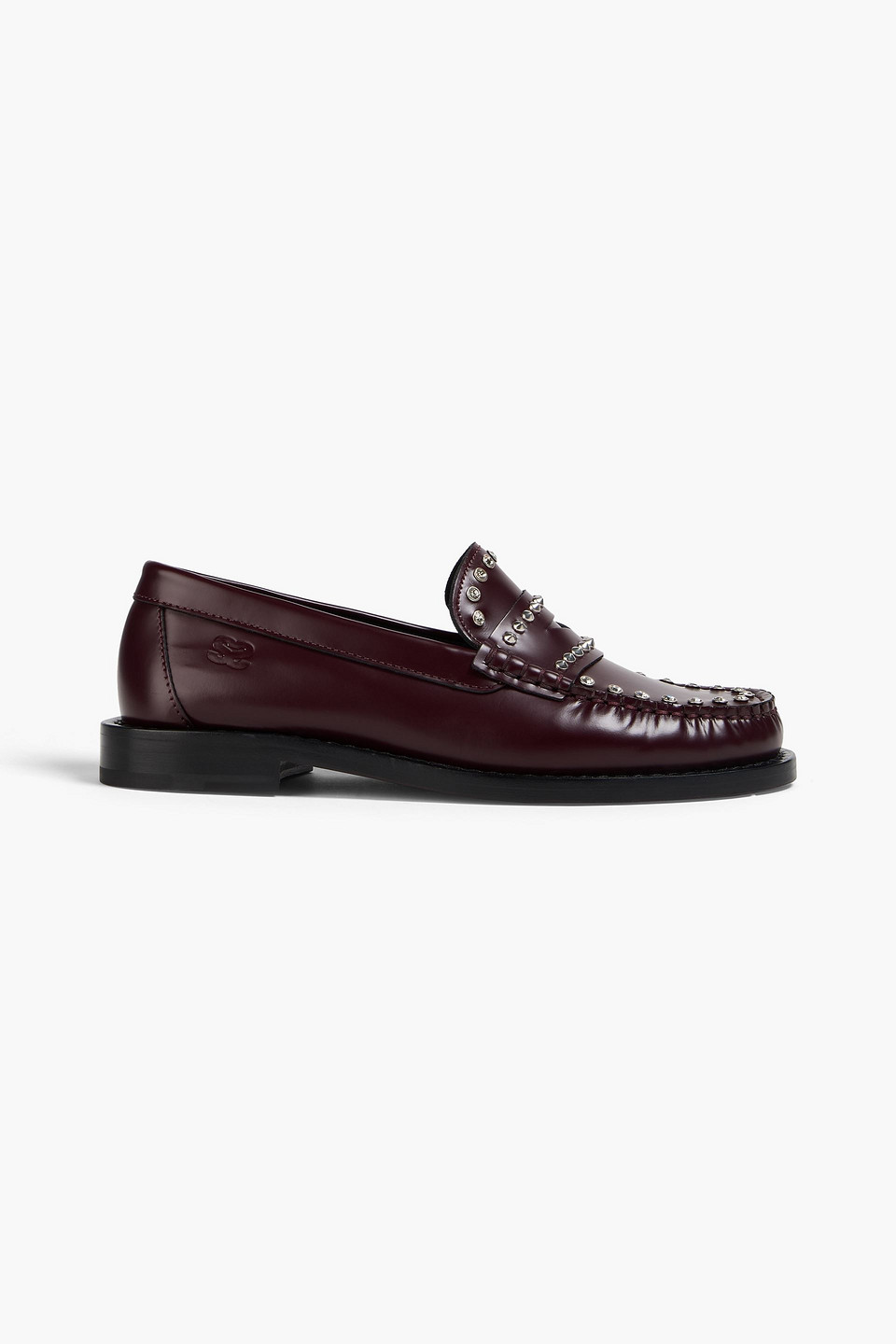sandro - embellished leather loafers - burgundy - eu 36