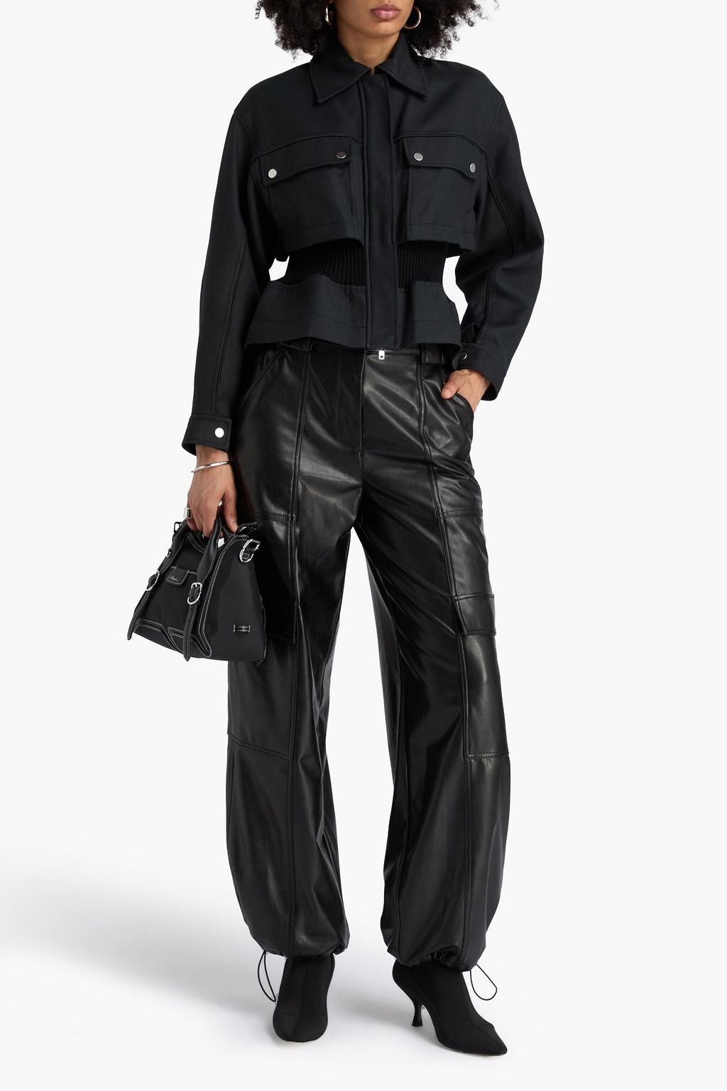 3.1 PHILLIP LIM جاكيت من التويل ومزيج من القطن بتصميم مضلّع