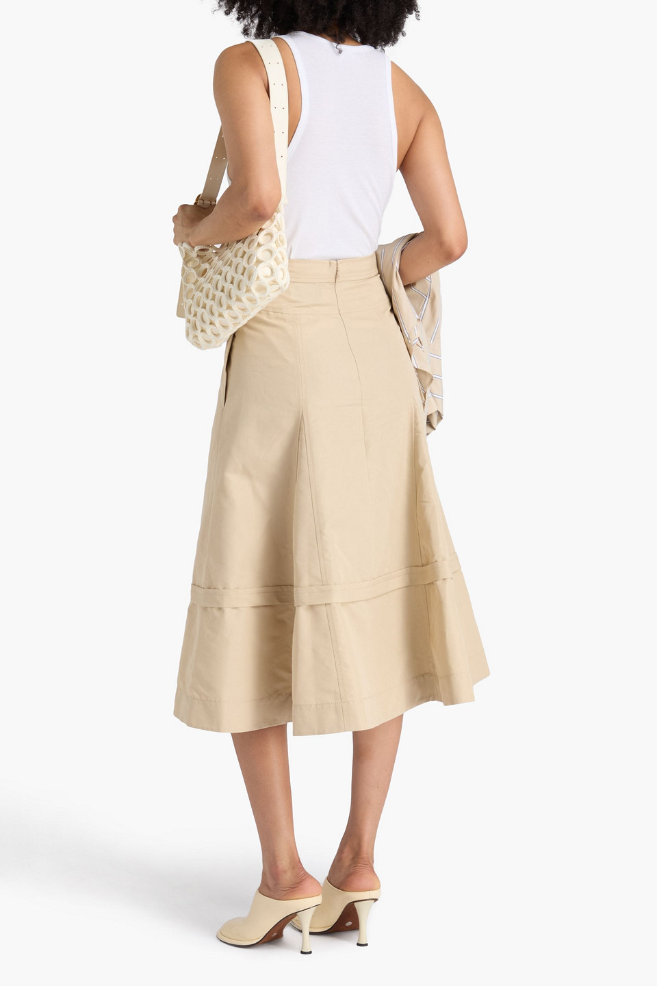 3.1 Phillip Lim Belted Cotton-blend Faille Midi Skirt In Neutral