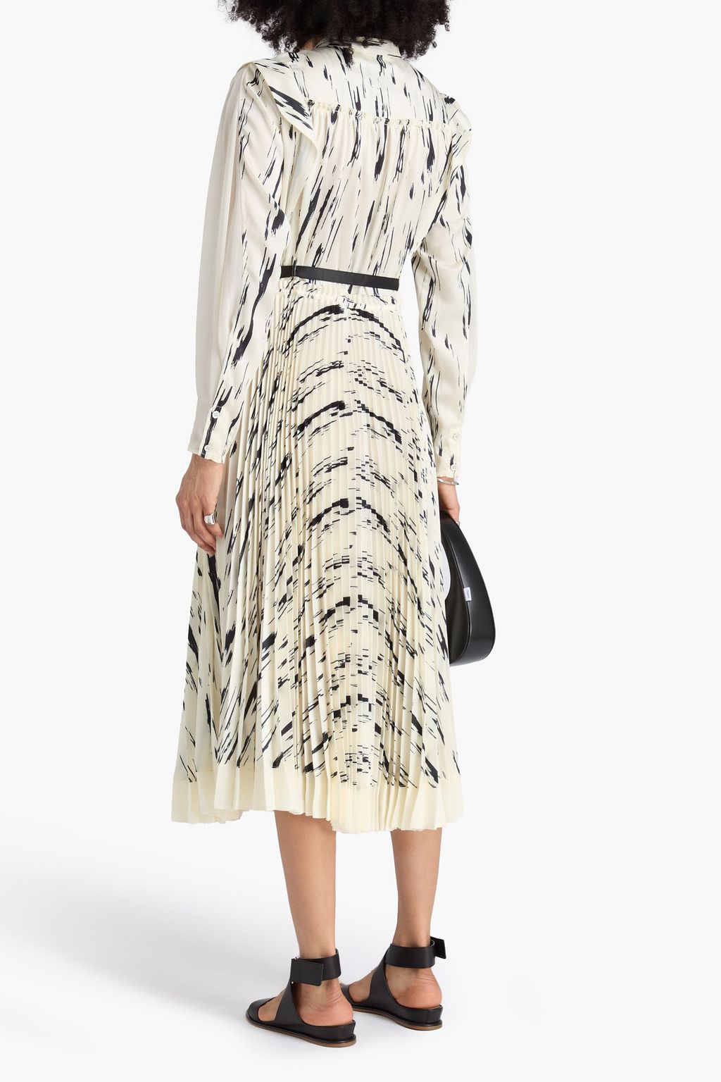 3.1 PHILLIP LIM Belted pleated printed satin-twill and chiffon midi dress