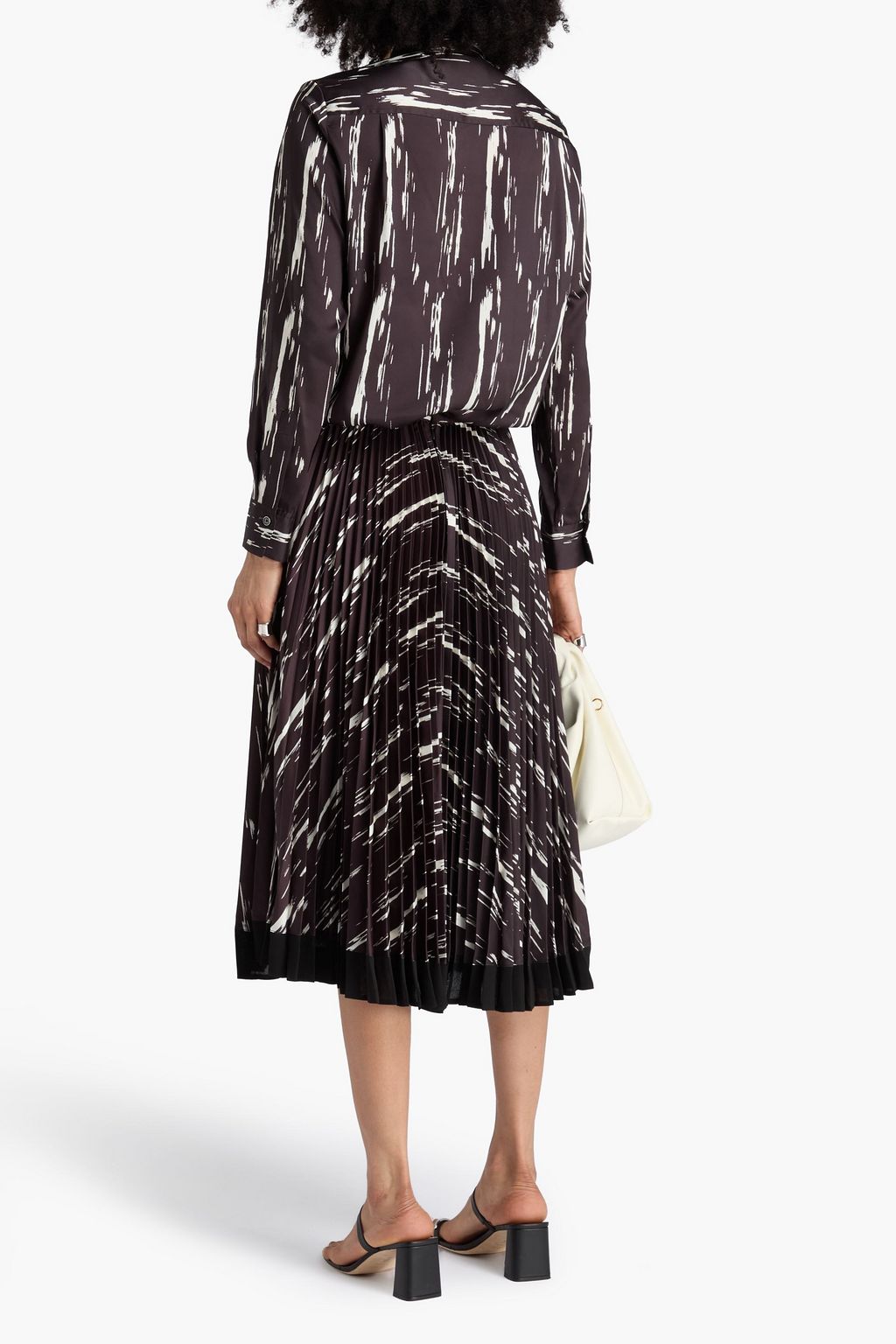 3.1 PHILLIP LIM Midirock aus glänzendem Twill mit Falten und Print