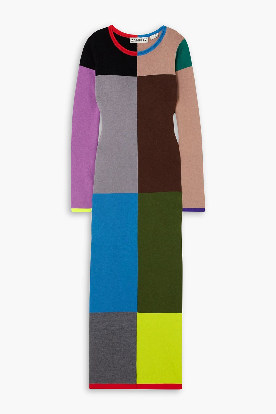 Zankov Lyndsey Midikleid Aus Wolle In Colour-block-optik In Multi