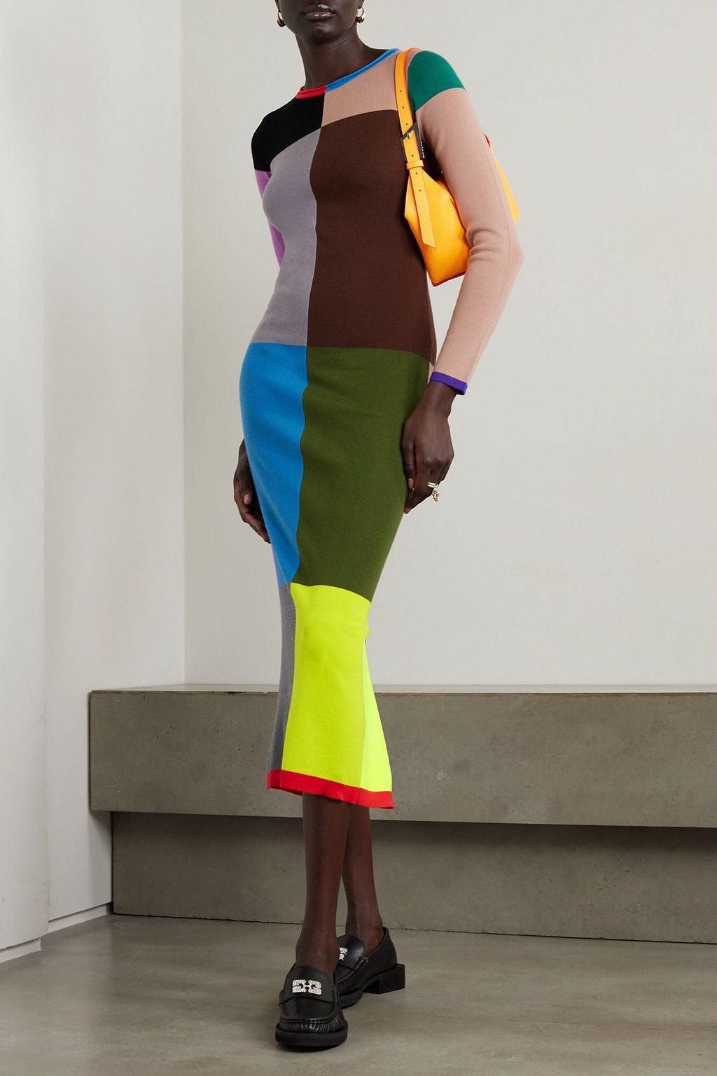 ZANKOV Lyndsey Midikleid aus Wolle in Colour-Block-Optik