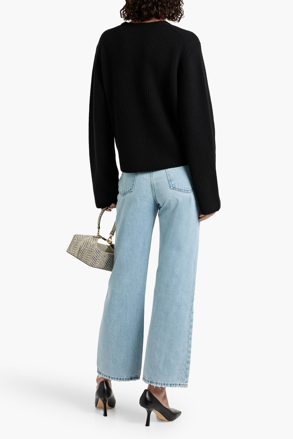 Theory Ribbed Wool And Cashmere-blend Sweater In Black