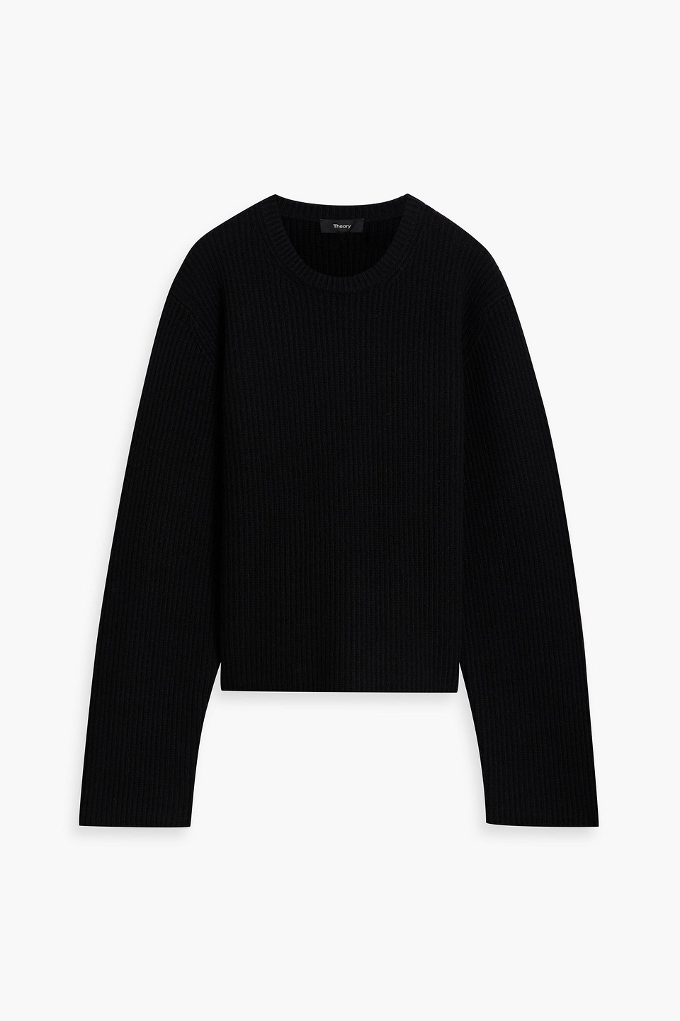 Theory Ribbed Wool And Cashmere-blend Sweater In Black