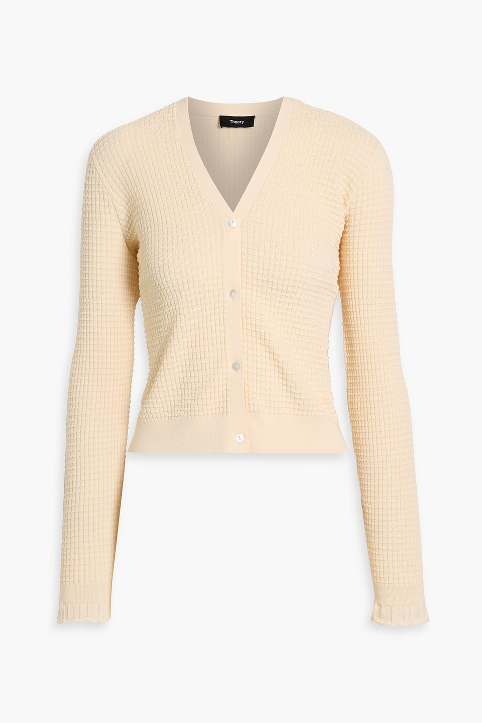 Theory Waffle-knit Cotton-blend Cardigan In Orange