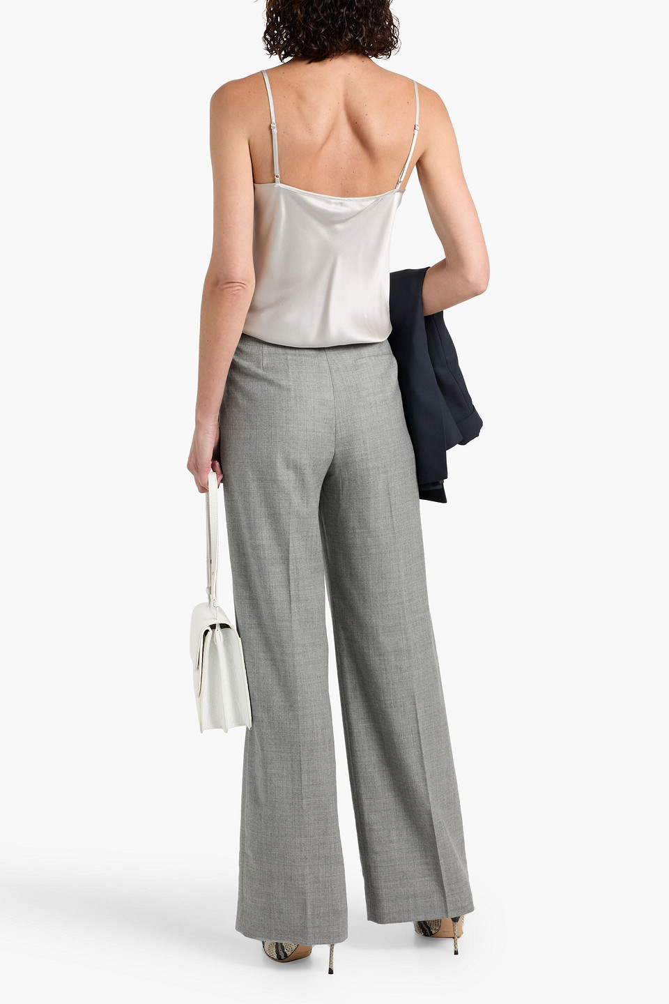 Theory Wool Wide-leg Pants In Gray