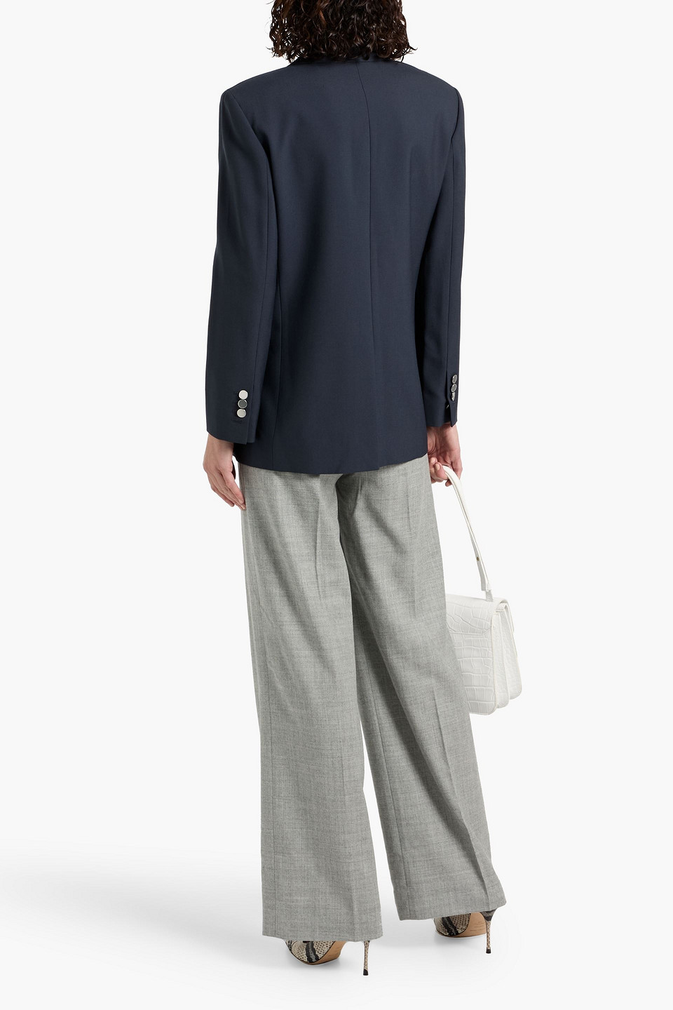 Theory Double-breasted Oxford Blazer In Blue