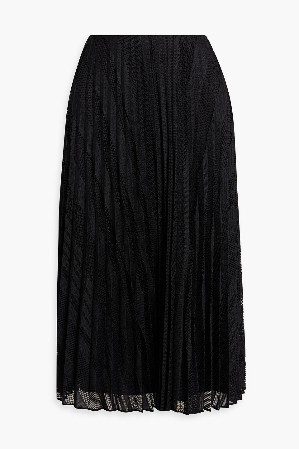 Theory Pleated Lace Midi Skirt In Black