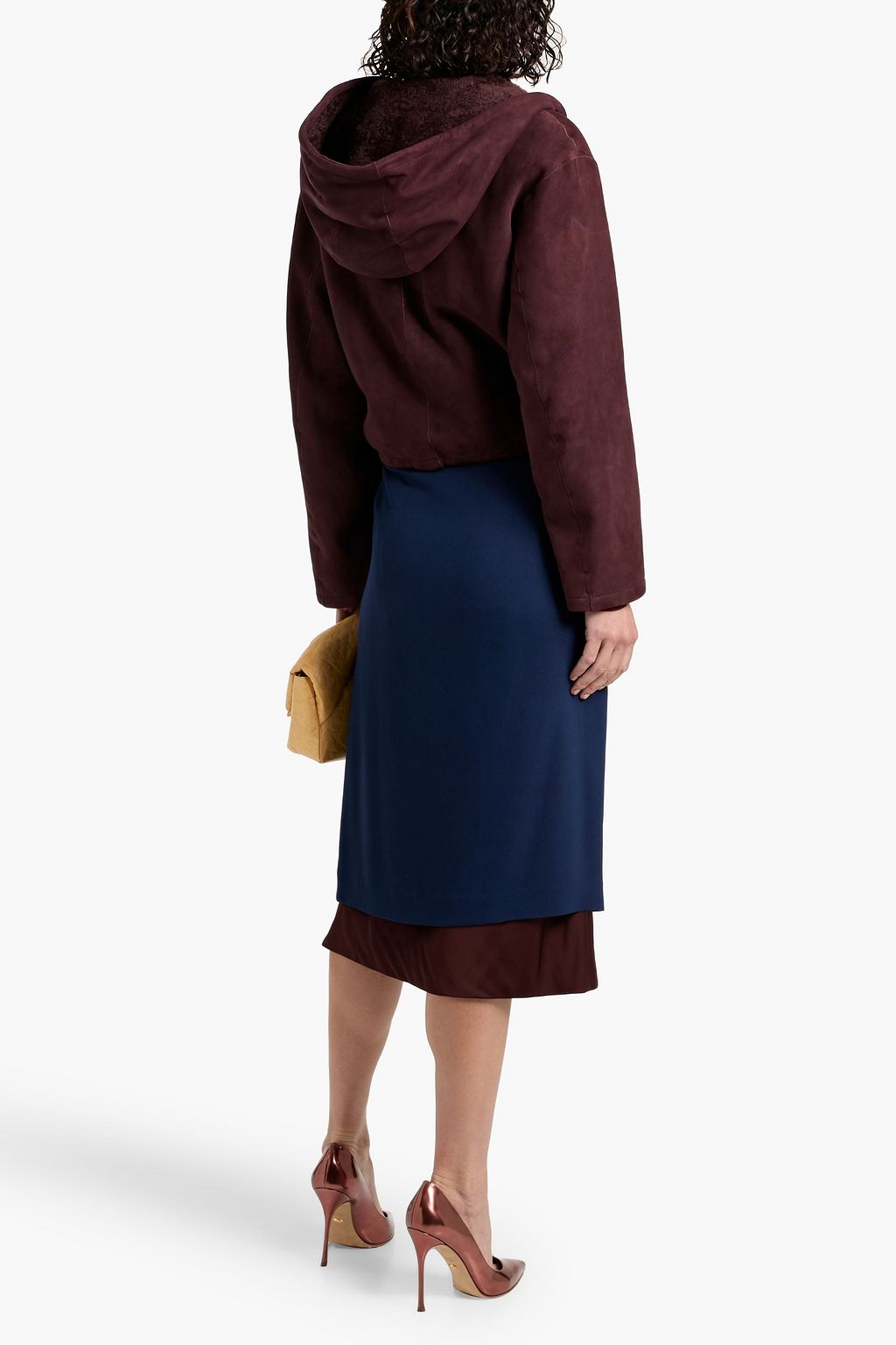 THEORY Cropped suede hooded jacket
