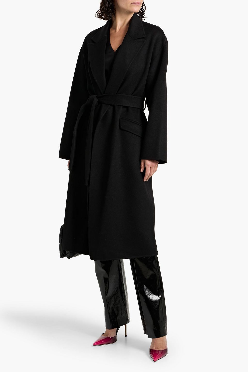 THEORY Belted wool and cashmere-blend felt coat