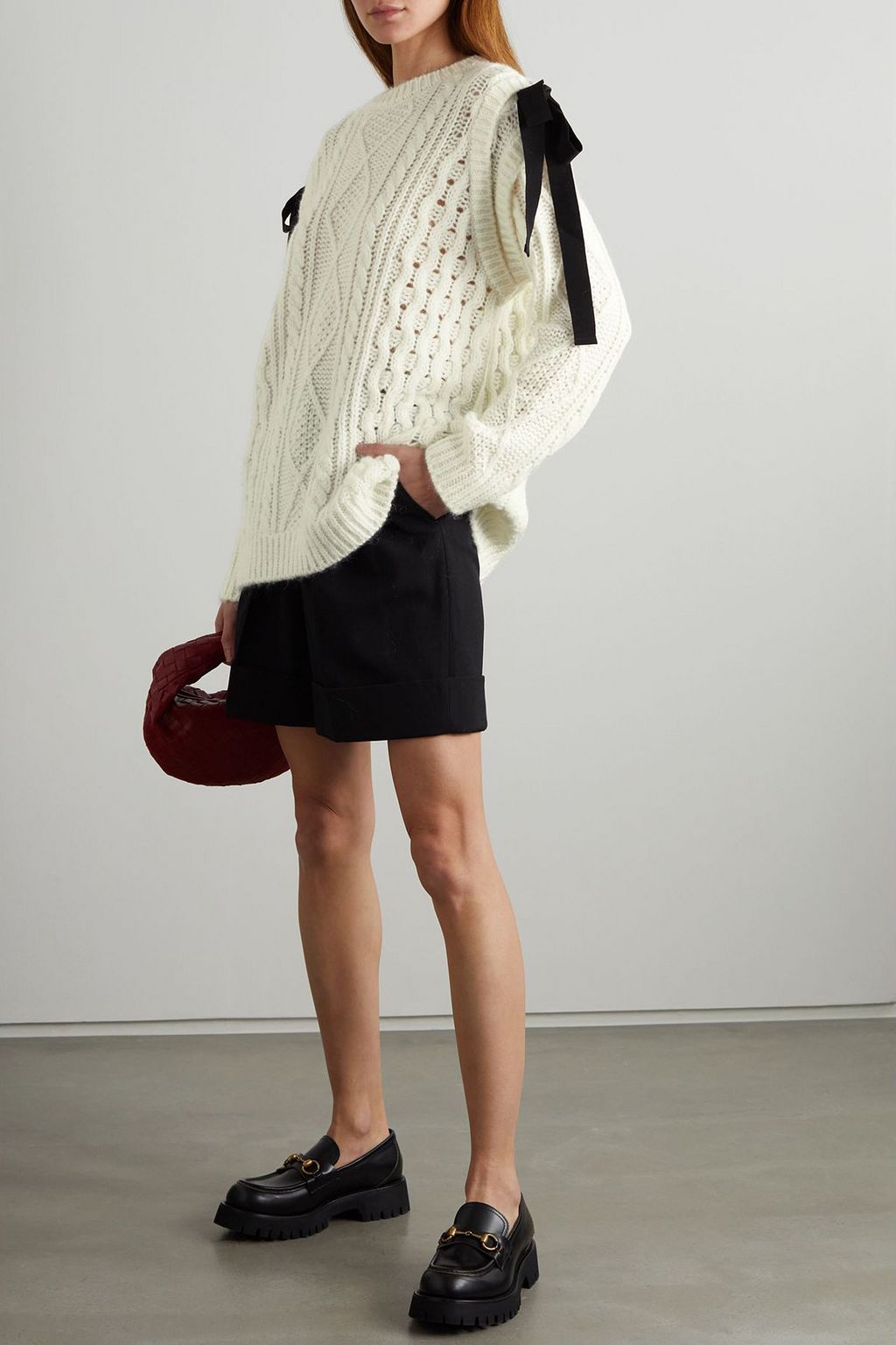 REDVALENTINO Maglia Oversized-Zopfstrickpullover mit Schleifen