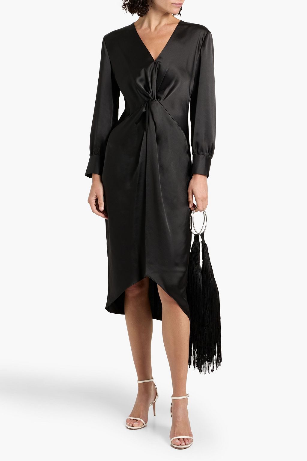 THEORY Twisted satin midi dress