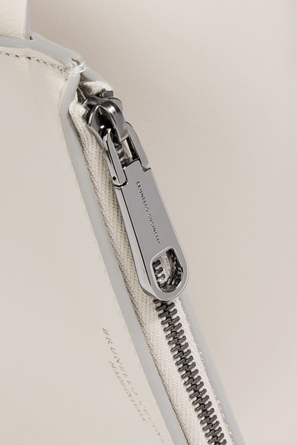 Brunello Cucinelli Bead-embellished Leather Bucket Bag In Gray