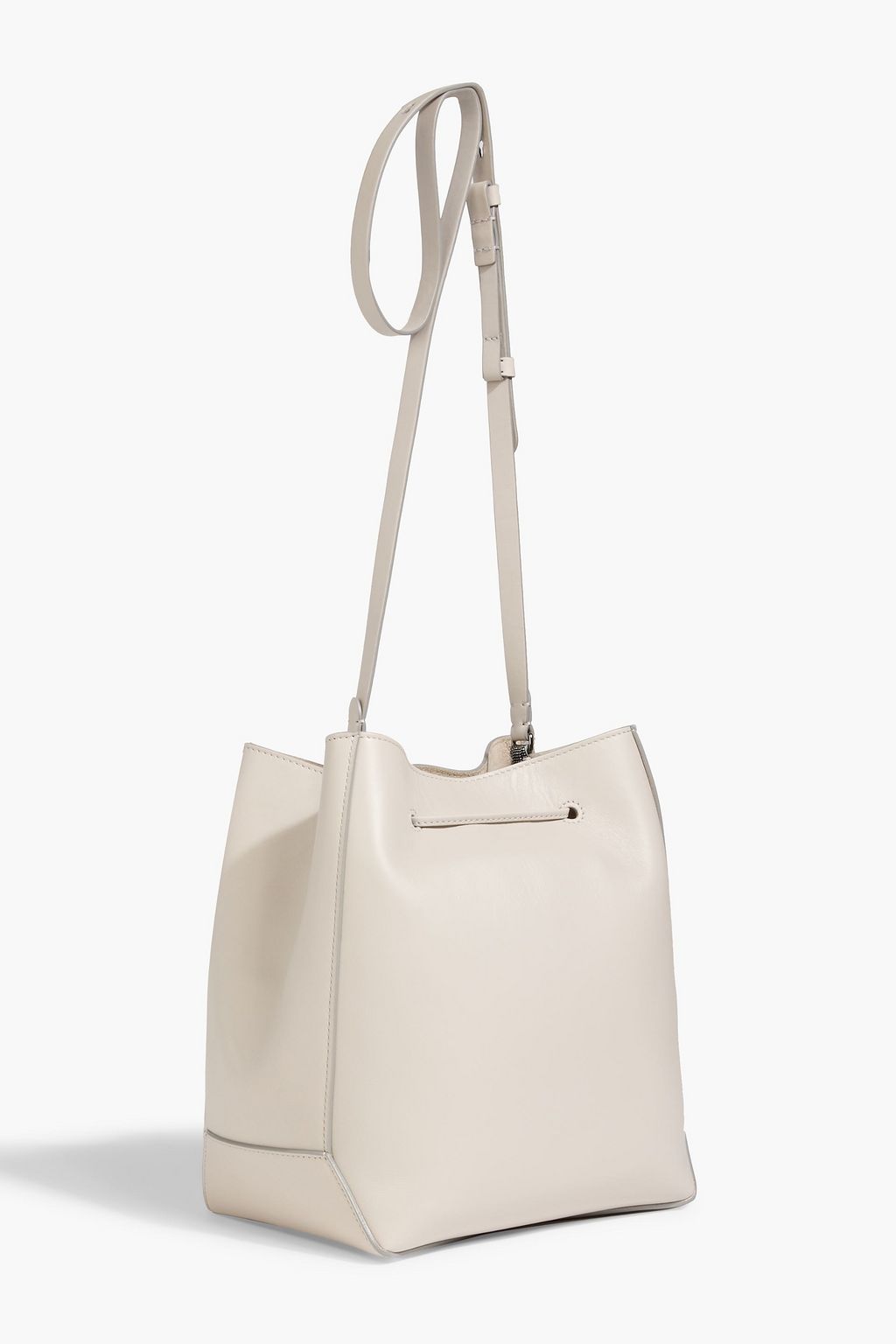 BRUNELLO CUCINELLI Bead-embellished leather bucket bag