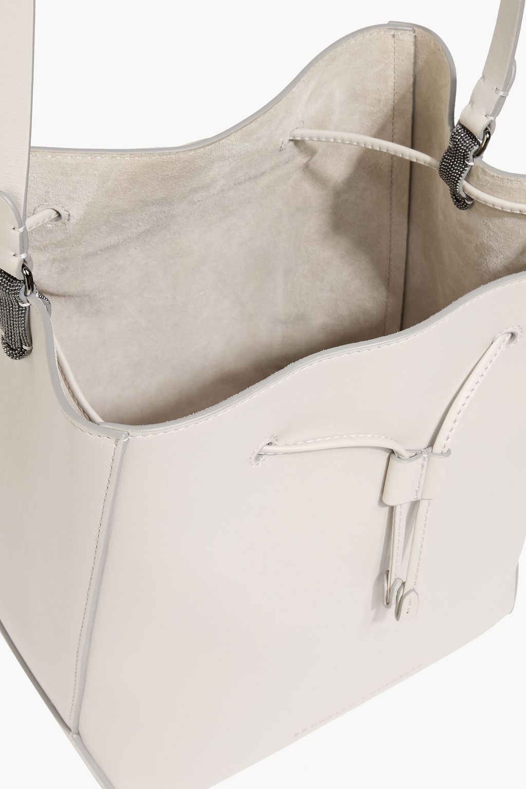 BRUNELLO CUCINELLI Bead-embellished leather bucket bag