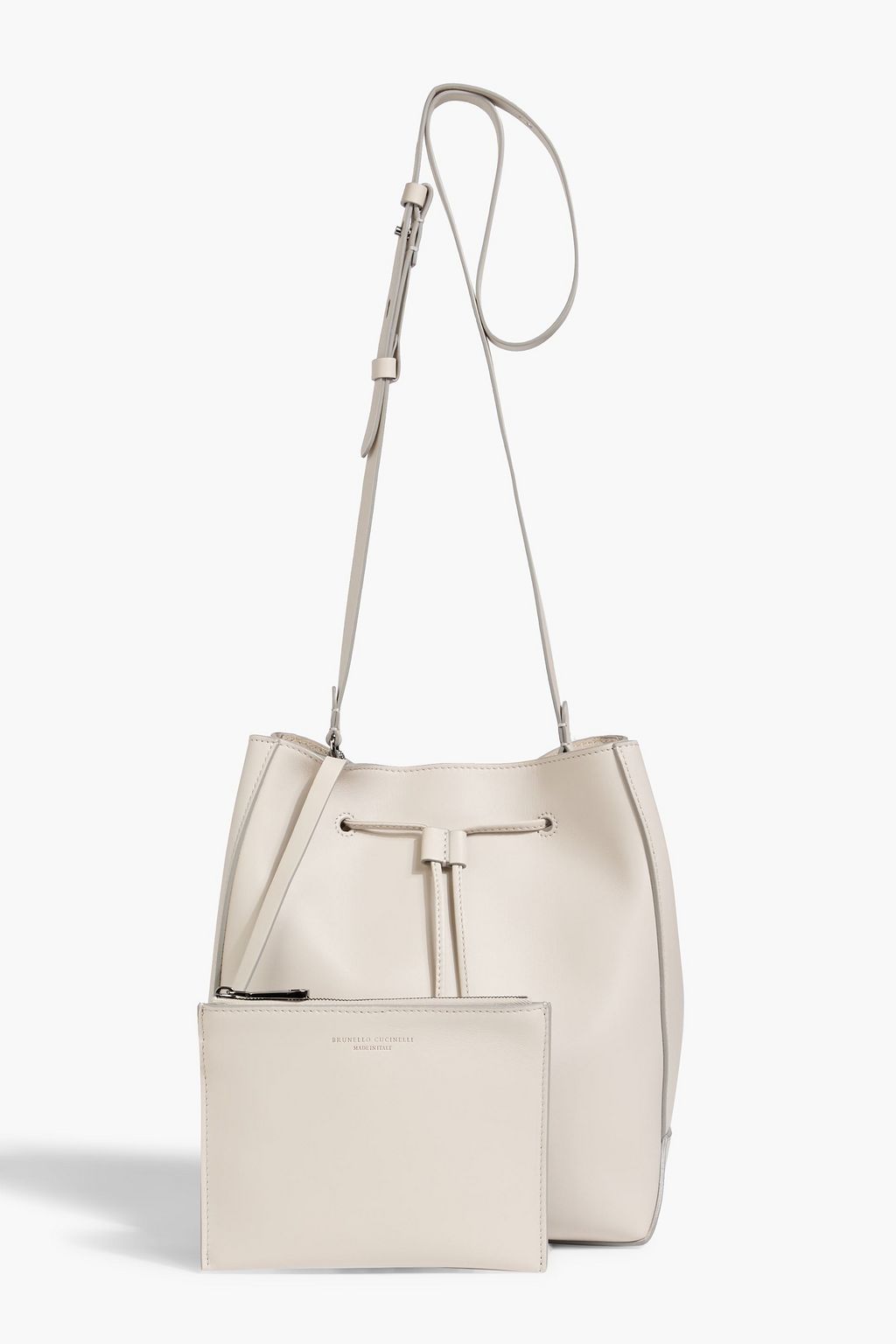 BRUNELLO CUCINELLI Bead-embellished leather bucket bag