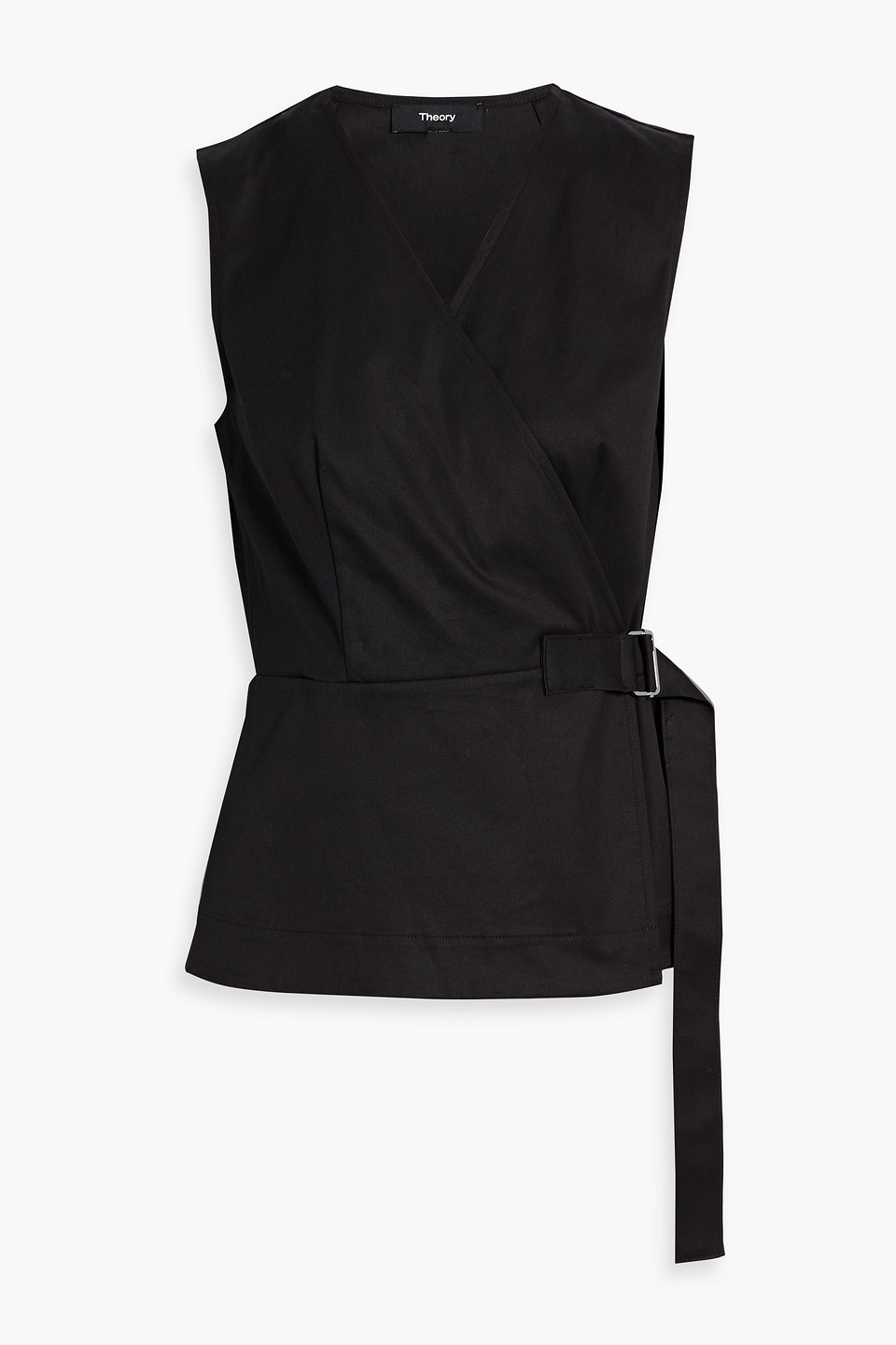Cotton-blend twill wrap top