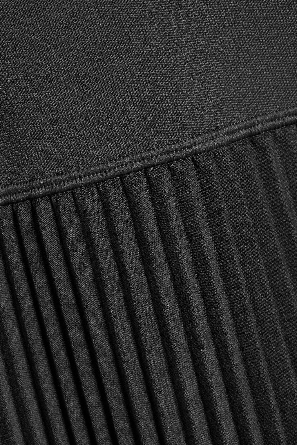 THEORY Pleated flannel and stretch-knit midi dress