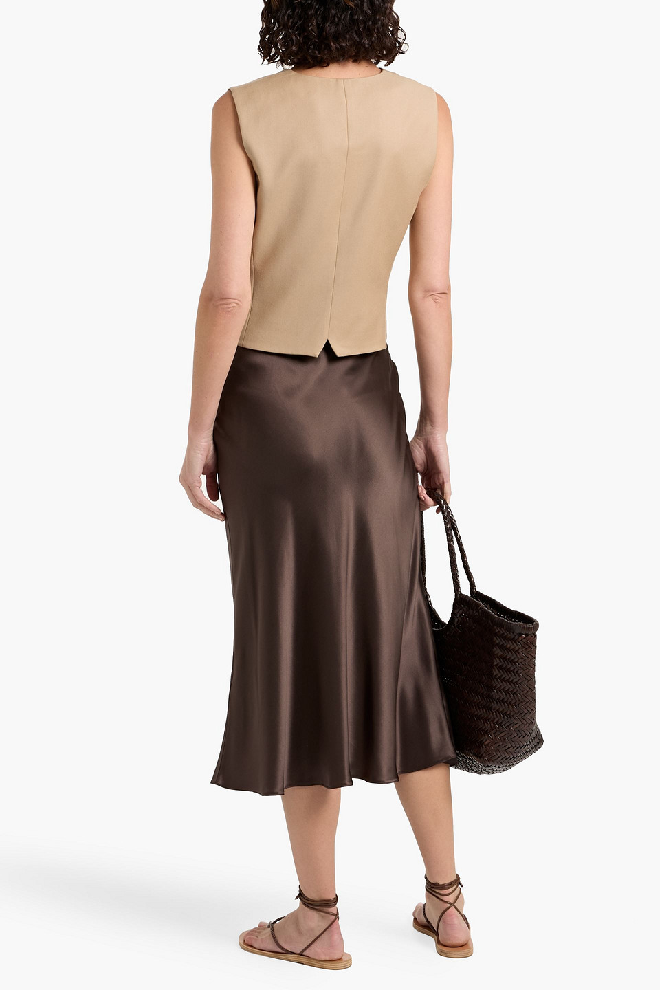 Theory Wool-twill Vest In Sand