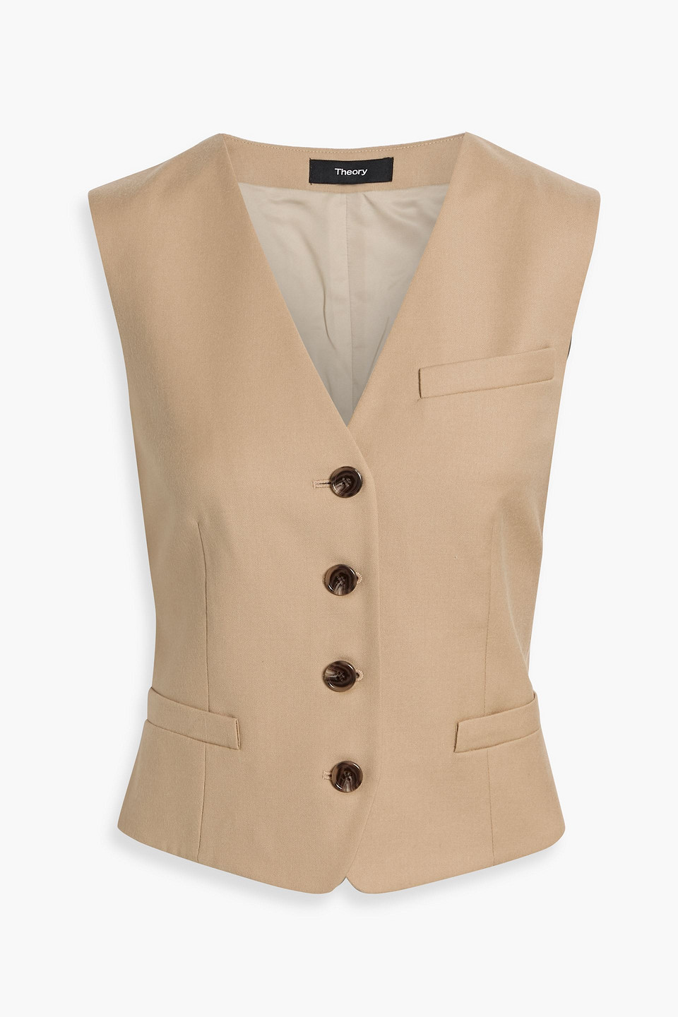 Theory Wool-twill Vest In Sand