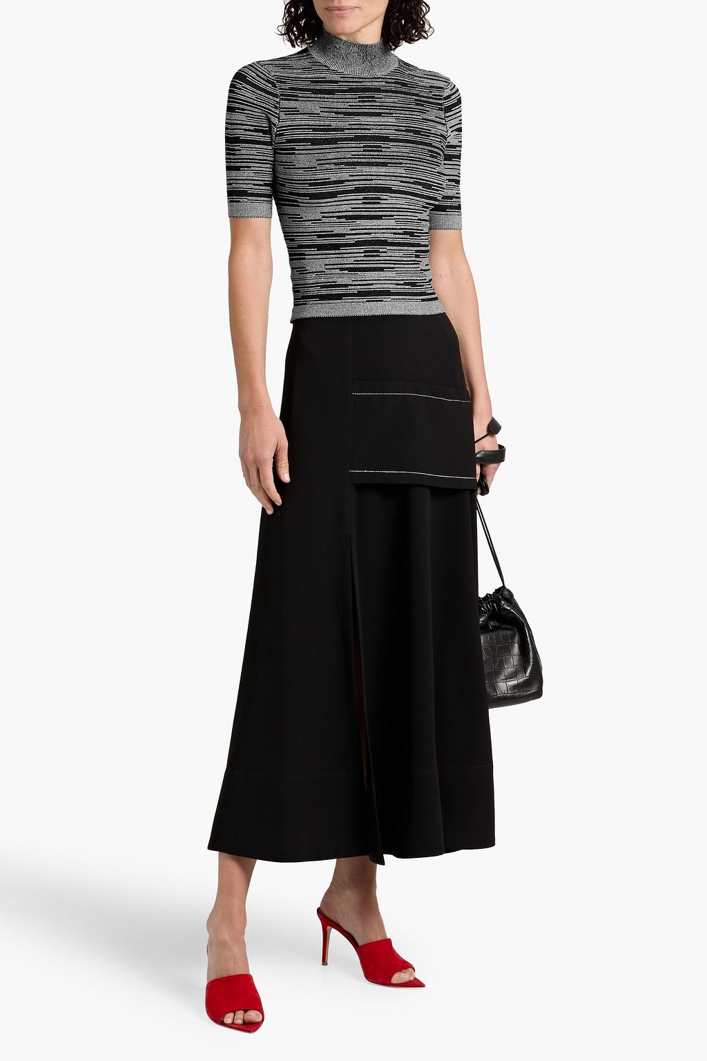 AUTUMN CASHMERE Jacquard-knit turtleneck top