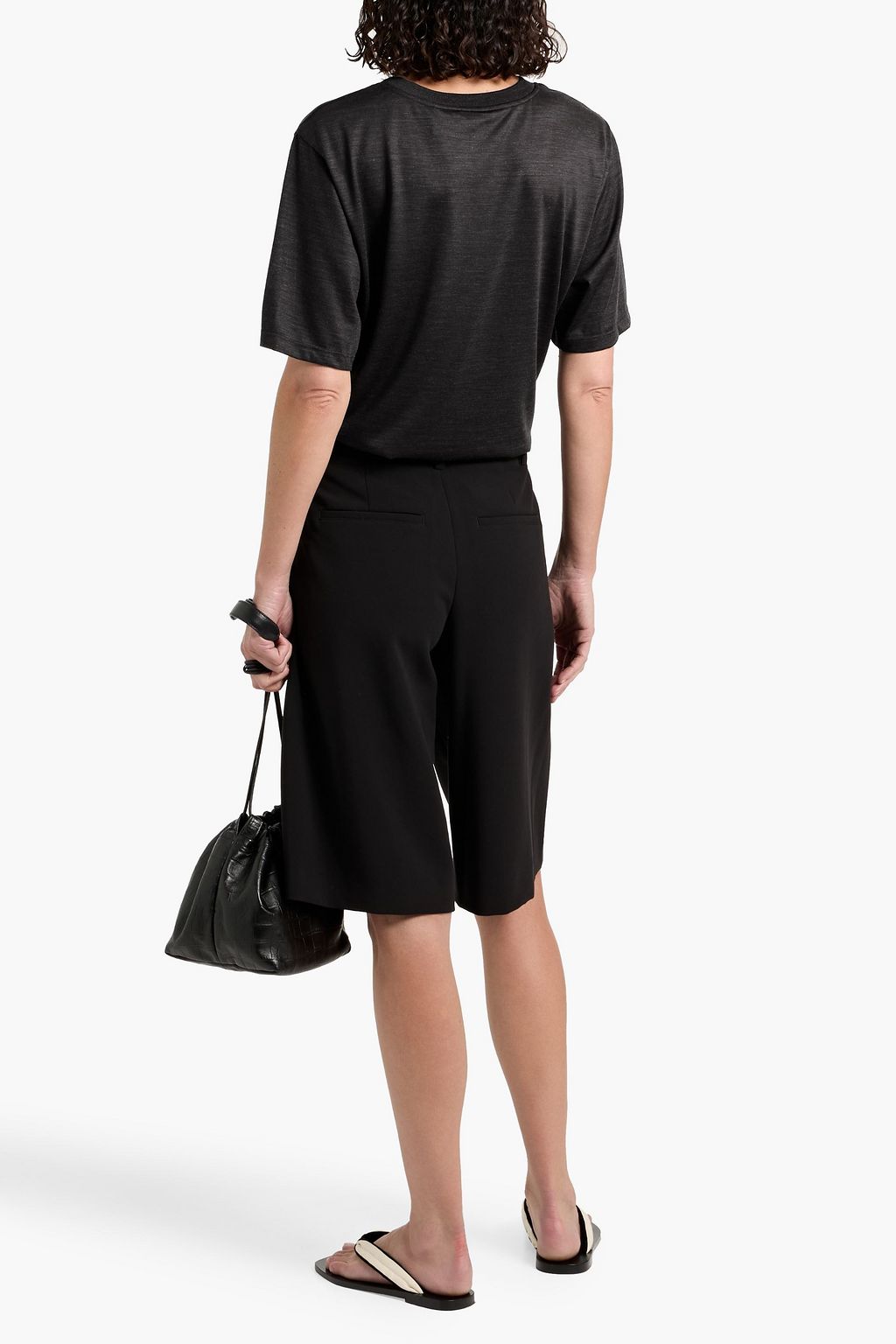 THEORY Jersey-paneled silk T-shirt